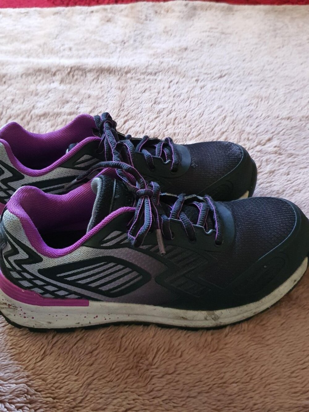 Brahma Women's Black Purple Composite Toe Slip Resistant Work Shoes Size 7